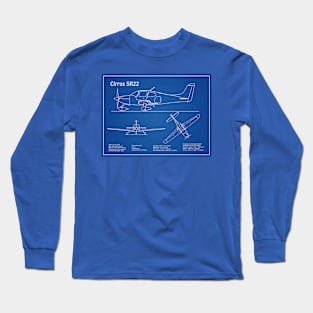 Cirrus SR22 - Airplane Blueprint - AD Long Sleeve T-Shirt